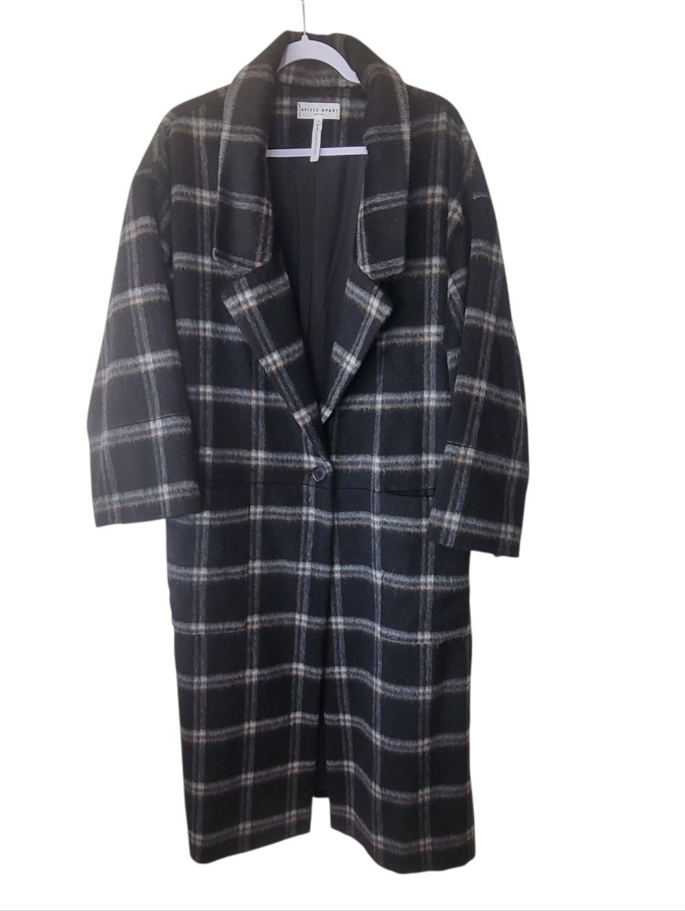 Apiece APART Wool Mohair Long Coat Hoghlands Plaid Mefoum Winter Coat Designer